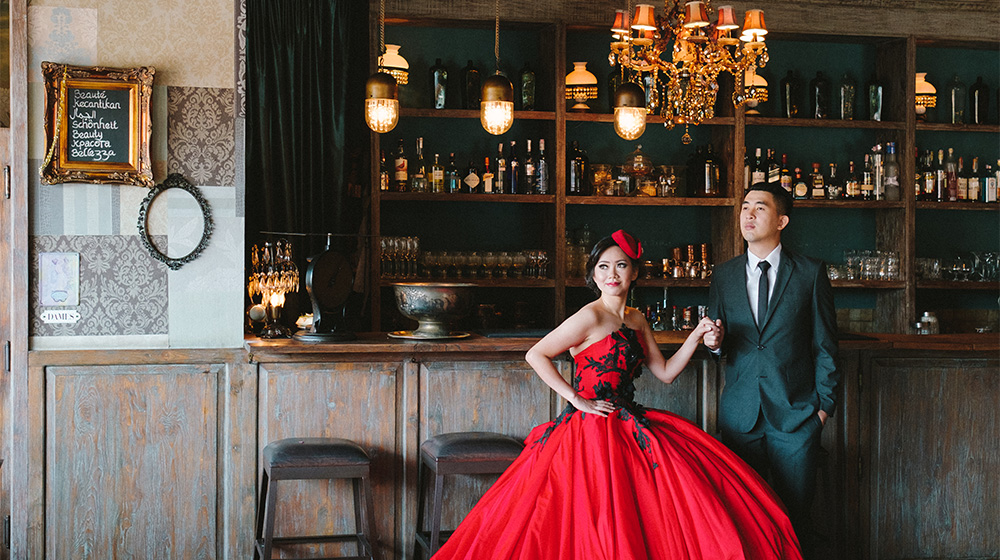 Glamour Prewedding Photography at The Bistrot Bali