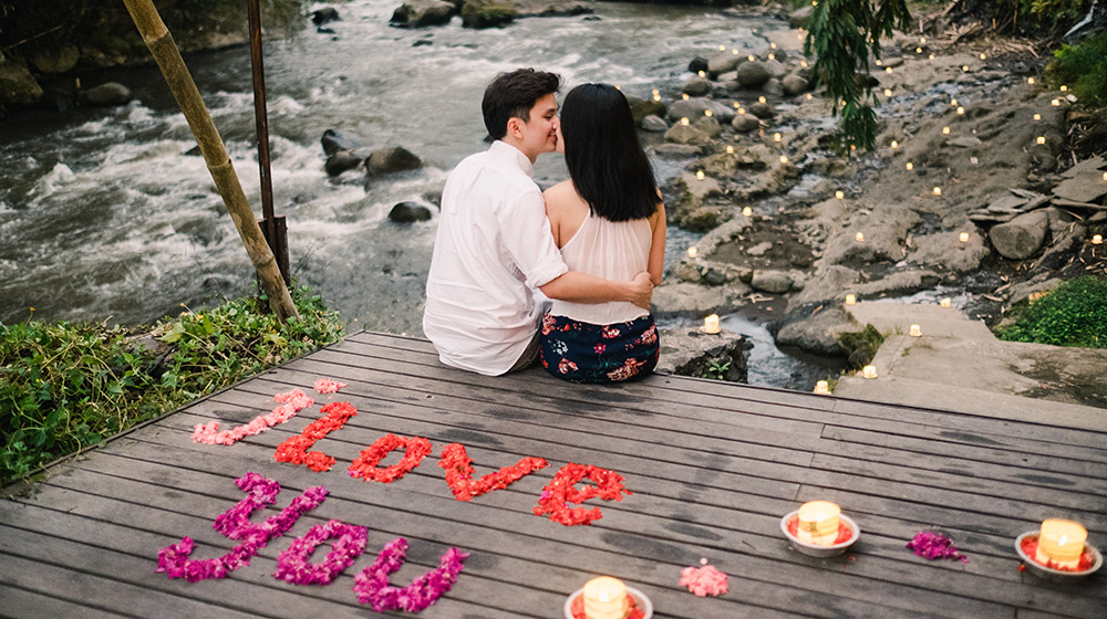 100 candles surprise proposal dinner at swept away restaurant ubud