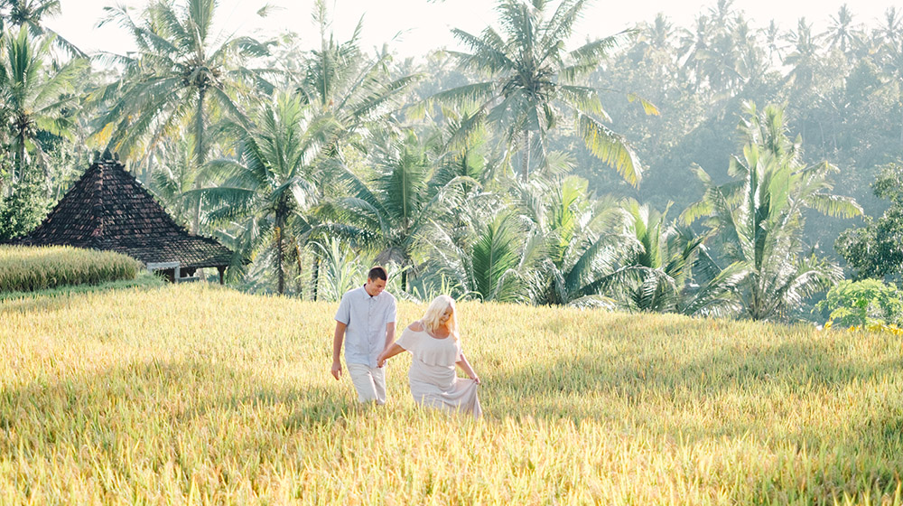 rice fields engagement photos