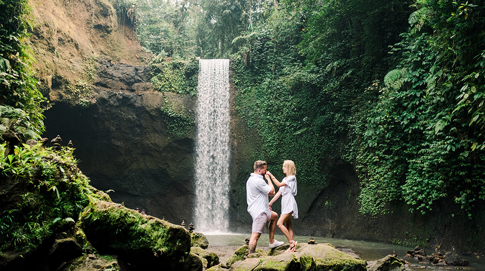 tibumana waterfall bali surprise proposal