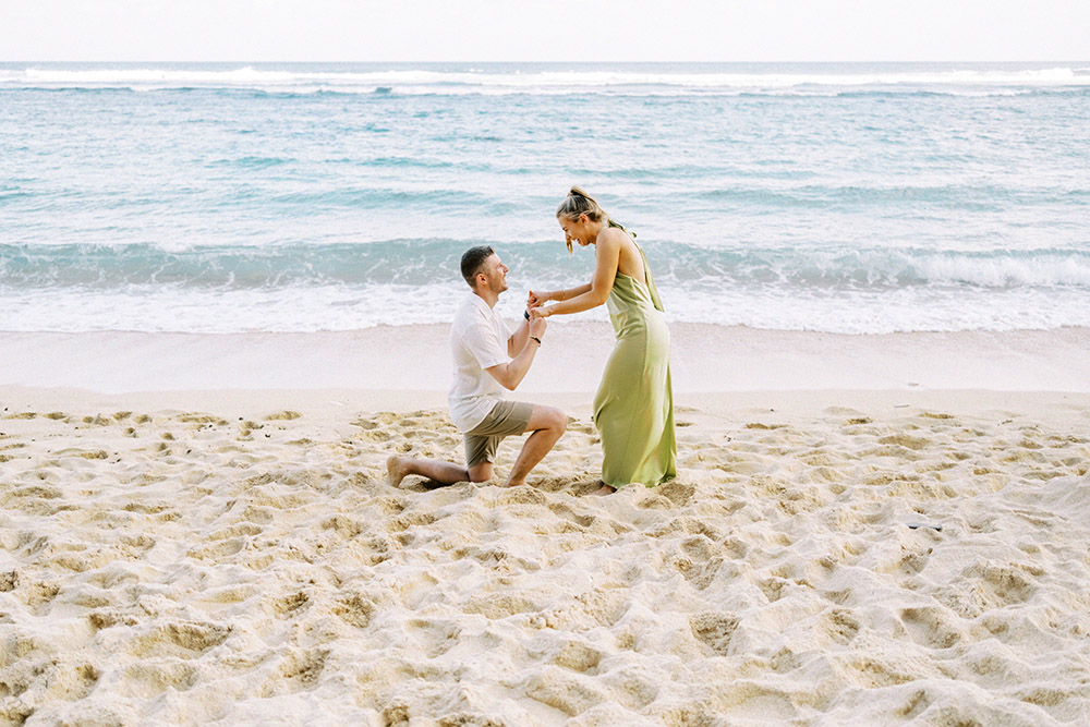 romantic bali beach surprise proposal