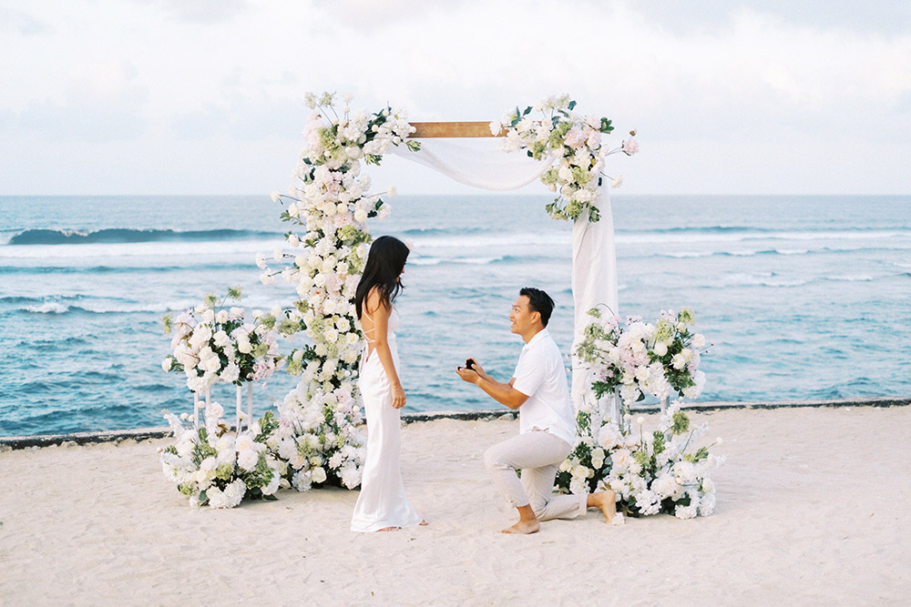 sunrise bali private beach surprise proposal