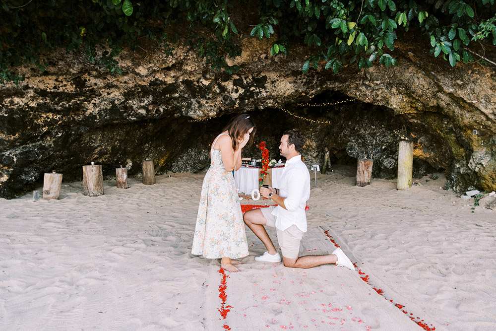 romantic cave surprise proposal