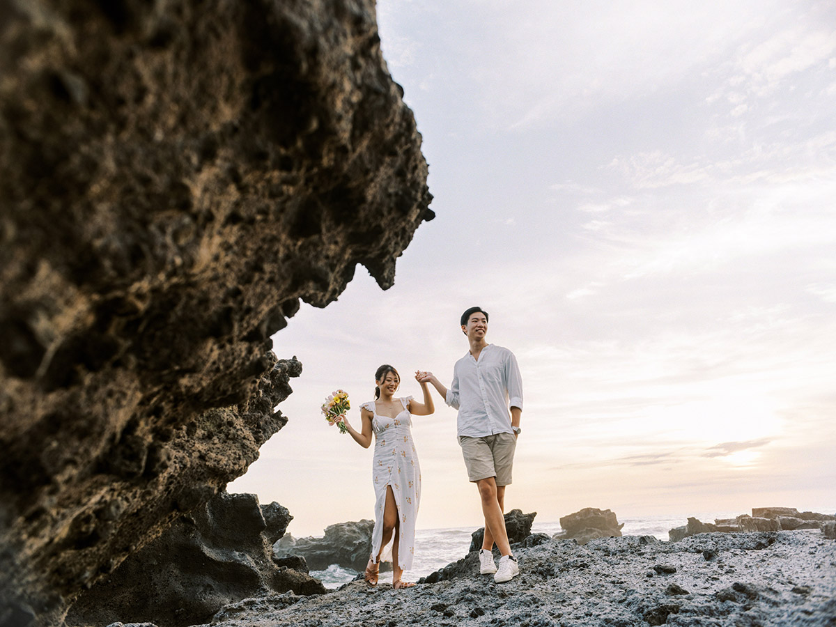 black sands beach engagement