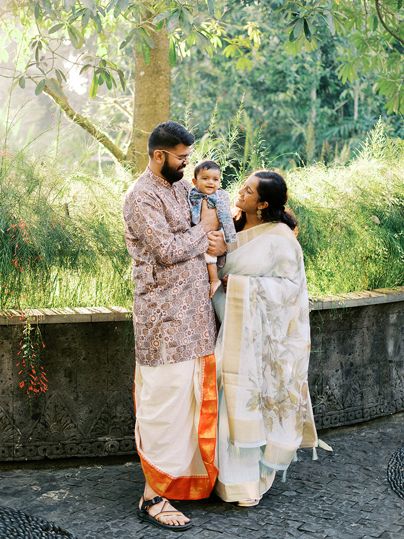bali family photo with indian outfit