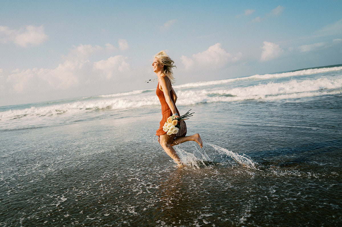 Canggu beach portrait session for a New Zealand florist
