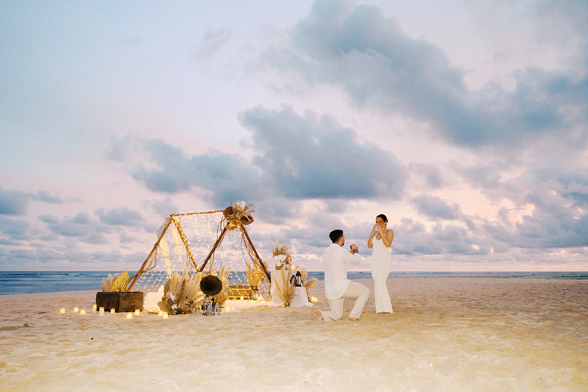 sunset beach picnic proposal