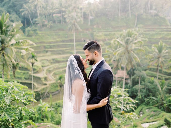 Bali after wedding photoshoot with wedding attire