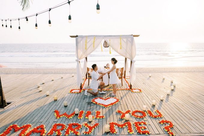 seminyak beach bali surprise proposal