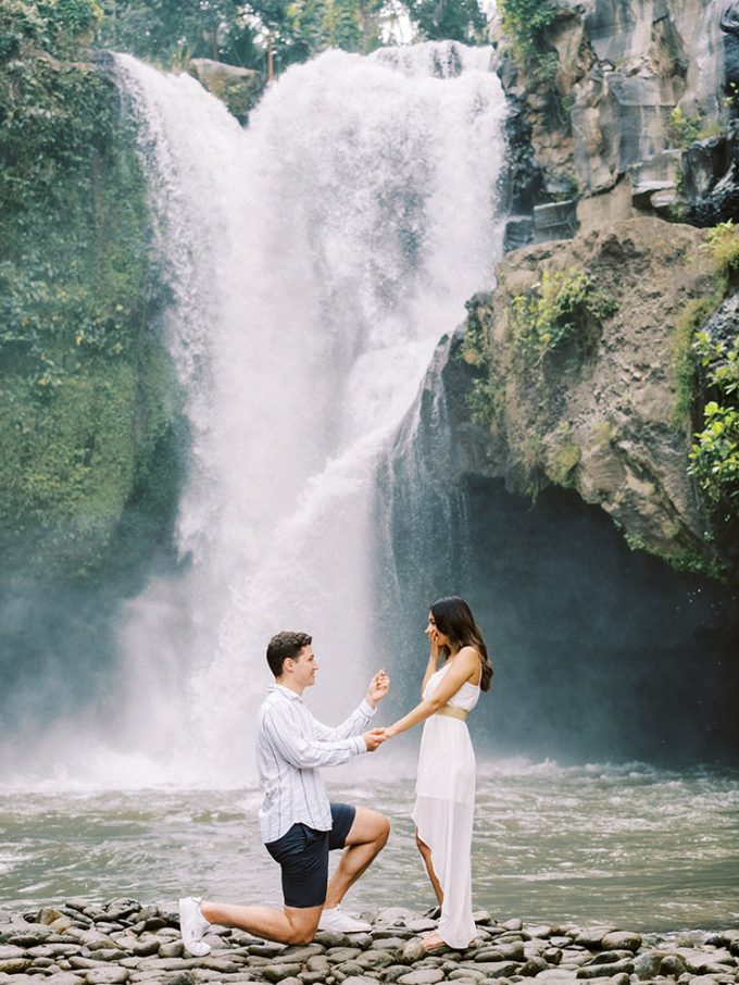 surprise waterfall wedding proposal in bali